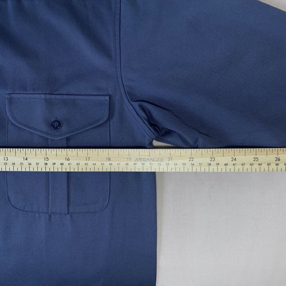 Vintage Work Master Tough Series Long Sleeve Causal Shirt Minimal Navy Classic - Picture 12 of 13